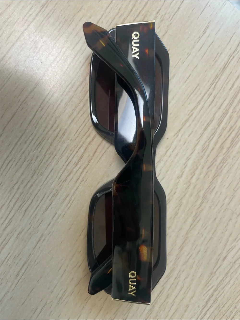 Quay Australia Hyped Up Tortoiseshell Rectangular Sunglasses - Brown Lenses